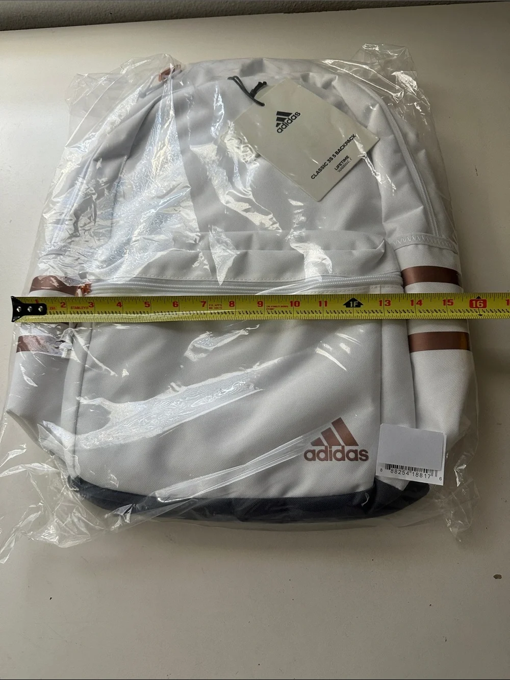 Adidas White Backpack with Rose Gold Accents